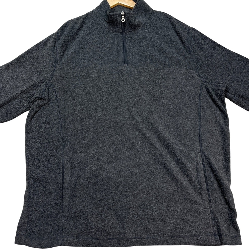 Croft Barrow Pullover Mens Large Charcoal Gray Long Sleeve Fleece 1/4 Zip EUC